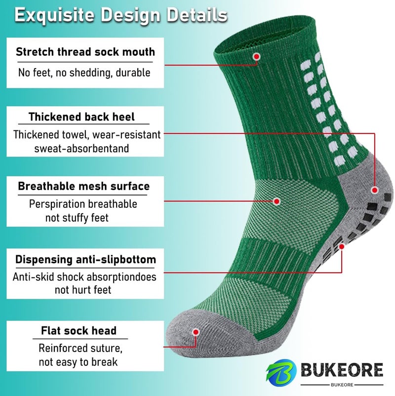 BUKEORE 2 Set Anti-Slip Grip Soccer Socks with Shin Guard Sleeves, Sports Athletic Socks for Men Women - Image 3